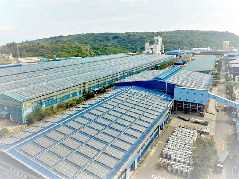 中鋼廠區屋頂型太陽能工程完工圖