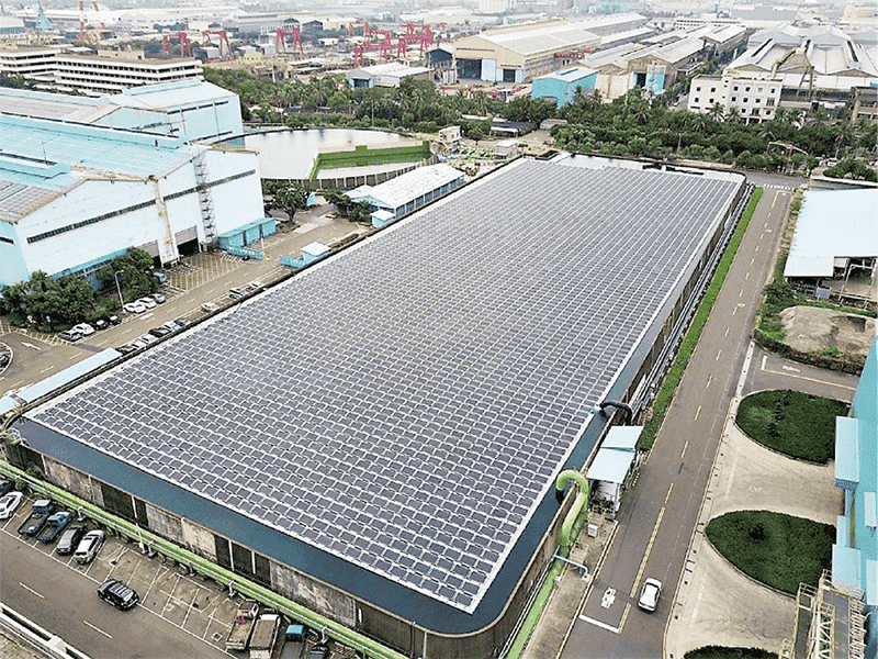 中鋼廠區屋頂型太陽能工程完工圖