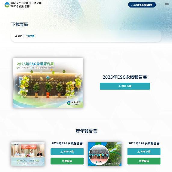 中宇環保工程股份有限公司2025年ESG網站下載專區